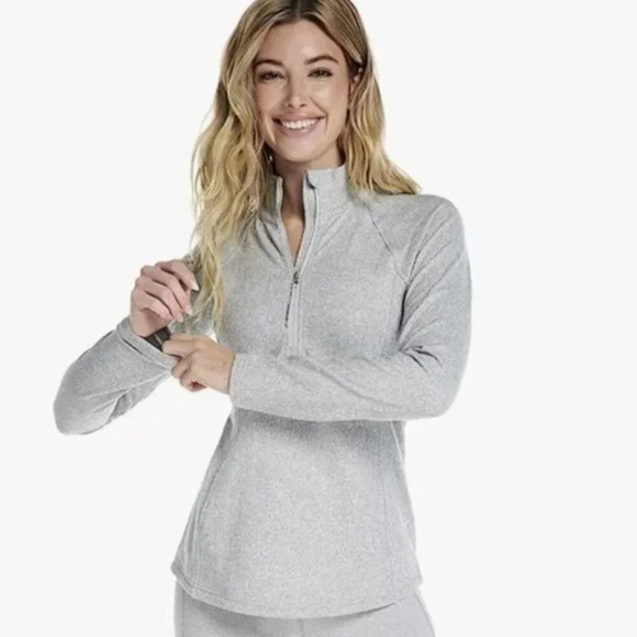 Kyodan Gray Herringbone Quarter Zip Pullover Athletic Jacket M - Picture 1 of 4